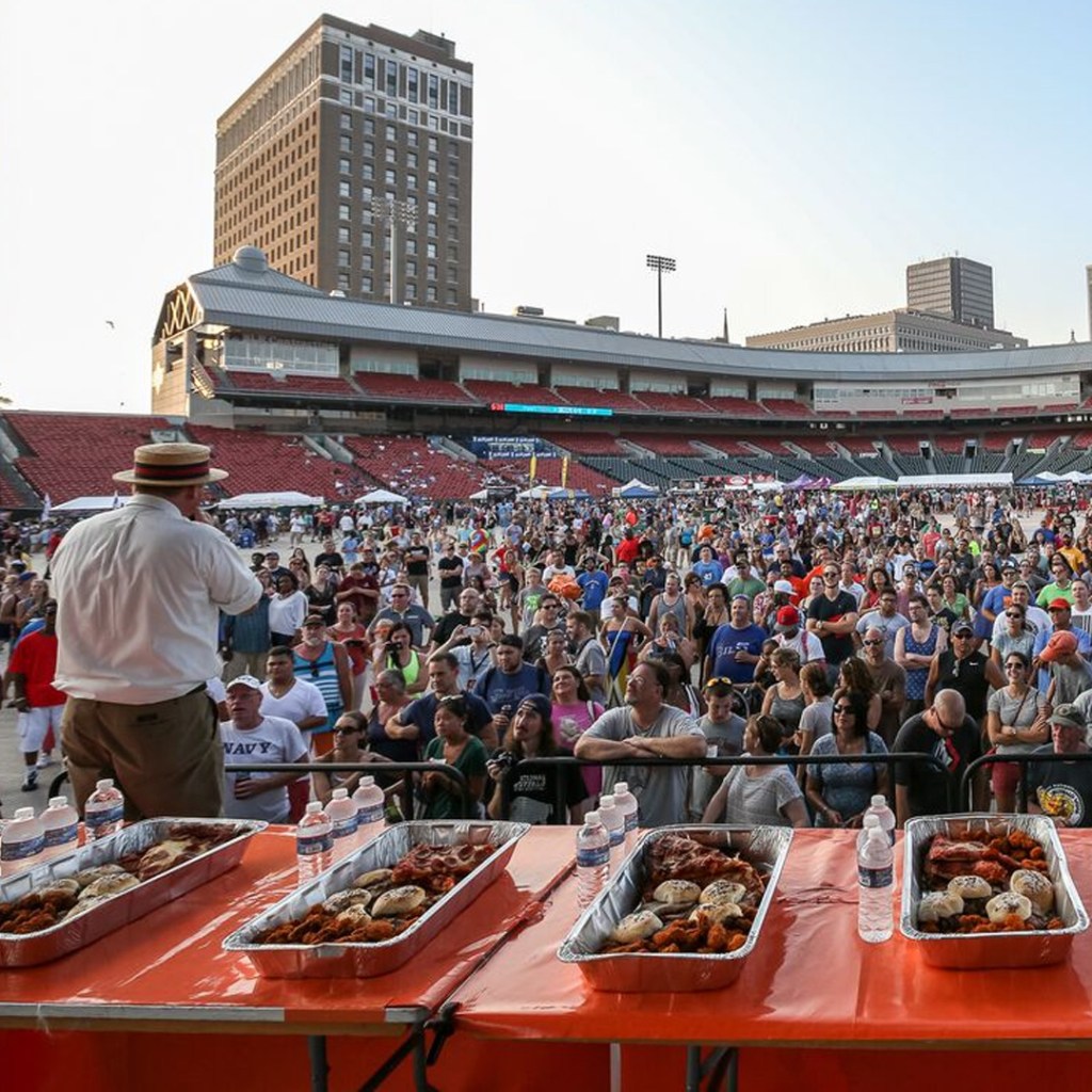 Photo from the stage at the chicken wing festival looking out over the crowd