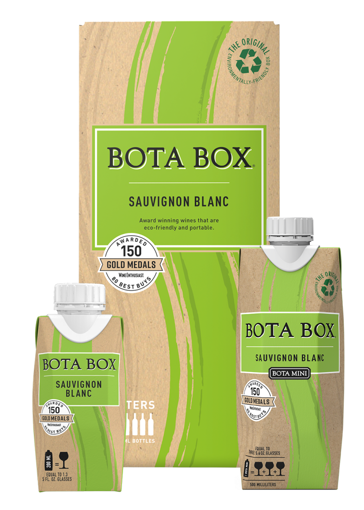 Bota Box Sauvignon Blanc 3L, 500mL, and 200mL